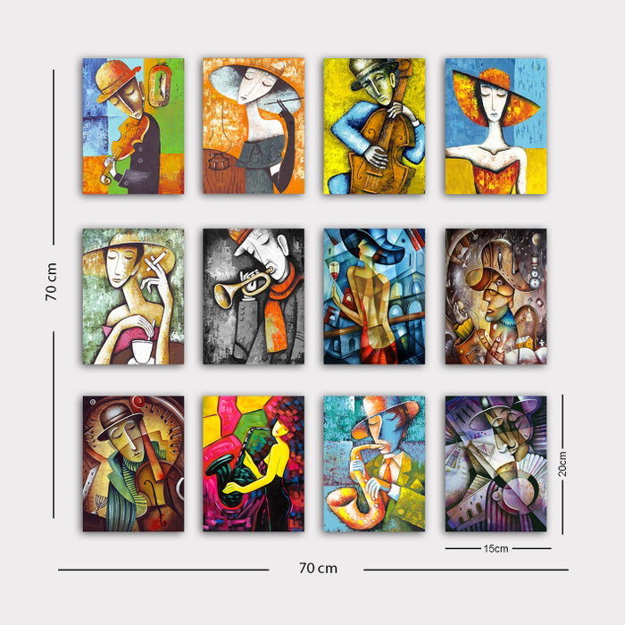 Wallity Set de 12 Cuadros Decorativos en MDF Multicolor 20 x 15 cm